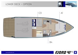 Fjord 41 XL lower deck layout A1B4C3