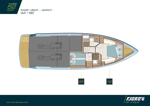 Fjord 52 Open (2018) lower deck layout