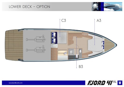 Fjord 41 XL lower deck layout A3B3C3