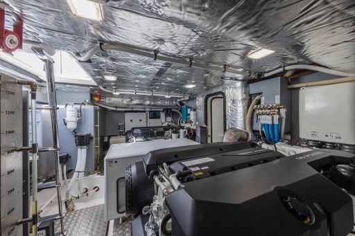 Engine room of 2025 Pardo Yachts Endurance 60, showcasing advanced machinery and equipment.
