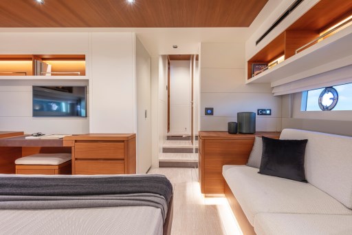 Luxurious interior of 2025 Pardo Yachts Endurance 60 with modern furnishings and elegant design.