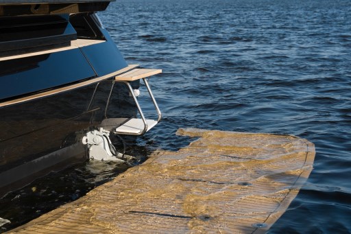 Sleek 2026 Pardo Yachts 43 with elegant swim platform on calm water.