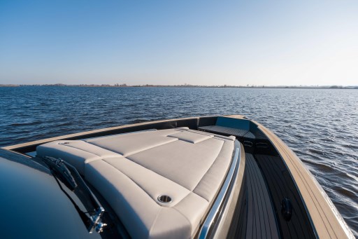 2026 Pardo Yachts 43 cruising on open water under clear blue skies.