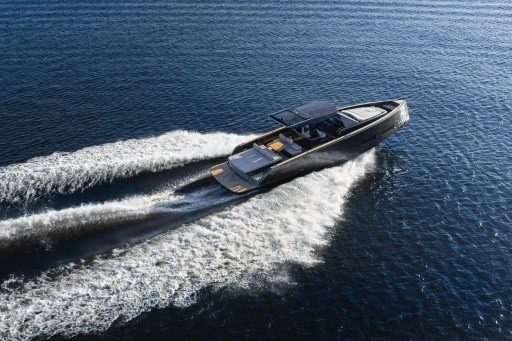 2026 Pardo Yachts 43 cruising on open water, showcasing sleek design and performance.