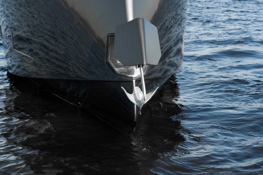 Bow of 2026 Pardo Yachts 43, sleek design on water.