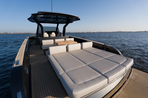 Luxurious 2026 Pardo Yachts 43 with spacious sunbathing deck on serene waters.