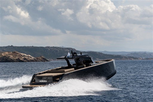 2025 Pardo Yachts 50 cruising on open water under cloudy skies.