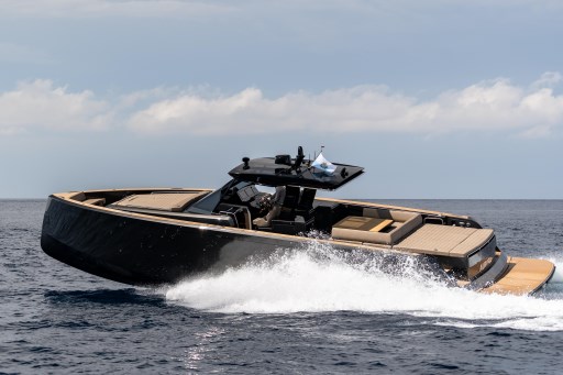 2025 Pardo Yachts 50 cruising on open water, showcasing sleek design and luxury features.