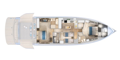 2025 Pardo Yachts GT75 floor plan showcasing luxurious interior layout and design.