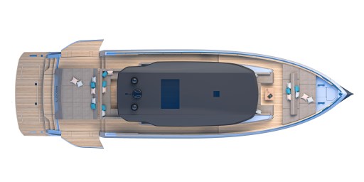 Top view of 2025 Pardo Yachts GT75 luxury yacht layout.