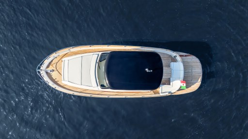Top view of 2024 Apreamare GOZZO 38 CABIN yacht on open water.