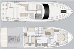 Floor plan of 2025 Azimut Atlantis 45 yacht, showcasing interior and deck layout.