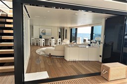 Luxurious interior of 2024 Sanlorenzo SL120 A yacht with ocean view.