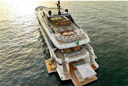 Luxurious 2024 Sanlorenzo SL120 A yacht with elegant deck and seating areas on the water.