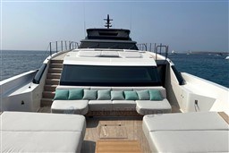Luxurious 2024 Sanlorenzo SL120 A yacht with elegant deck seating and ocean view.