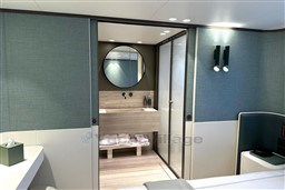 Luxurious bathroom interior of 2024 Sanlorenzo SL120 A yacht, featuring modern design elements.