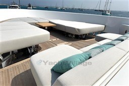 Luxurious 2024 Sanlorenzo SL120 A yacht deck with plush seating and ocean view.