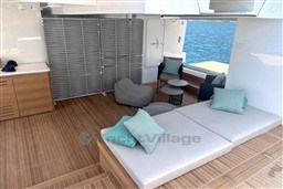 Luxurious 2024 Sanlorenzo SL120 A yacht deck with modern seating and ocean view.