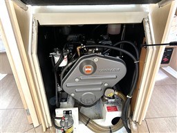 Yanmar engine in a 2021 Beneteau Oceanis 38.1 sailboat, showcasing compact design and installation.