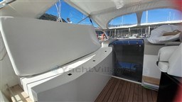 Interior view of 2013 Rio Yachts Rio 36, featuring seating and wooden flooring.