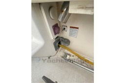 2005 Tiara Yachts 3900 Convertible interior detail with electrical connections and yellow cable.