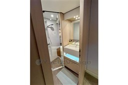 Bathroom interior of 2022 Azimut AZIMUT 68 FLY yacht, featuring modern sink and shower.