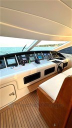 Cockpit of 2005 Mangusta 72 Open yacht with modern navigation equipment.