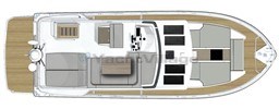 Top view of 2019 Cranchi ECO Trawler 43 Long Distance yacht layout.