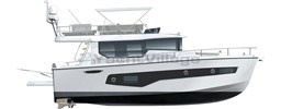 2019 Cranchi ECO Trawler 43 Long Distance yacht, side view, sleek design.