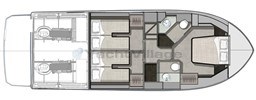 Floor plan of 2019 Cranchi ECO Trawler 43 Long Distance yacht interior layout.
