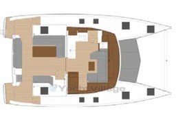 2024 Fountaine Pajot Isla 40 catamaran layout, featuring spacious deck and interior design.