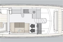 Top view layout of 2020 Azimut S6 yacht interior design.