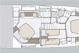 Floor plan of 2020 Azimut S6 yacht, showcasing cabin and bathroom layout.