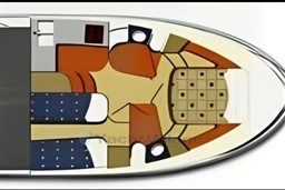 Top view layout of a 2002 Rodman 38fly yacht interior design.