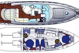 2006 Azimut Atlantis 55 yacht floor plan, showcasing interior and deck layout.