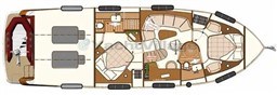 Floor plan of 2011 Azimut Magellano 50 yacht, showcasing interior layout and design.