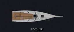 Top view of 2024 Comuzzi Yachts C-32 Sport, showcasing sleek design and deck layout.