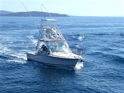 2009 Carolina Classic 28 boat cruising on open blue sea.