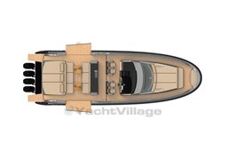 Manufacturer Provided Image: Top view of 2025 SACS Rebel 55 OB luxury boat layout.