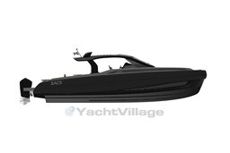 Manufacturer Provided Image: 2025 SACS Rebel 55 OB luxury boat, sleek black design, side view.