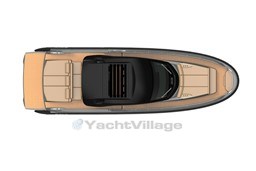 Manufacturer Provided Image: Top view of 2025 SACS Rebel 55 OB luxury boat, showcasing sleek design and spacious deck.