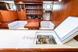 Luxurious interior of 1978 Stain 70 Gulet yacht with bar and seating area.