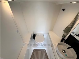 2024 VanDutch 32 Diesel yacht bathroom with modern fixtures and sleek design.
