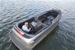 Seafury Hawker 725 boat on water, 2020 model, with driver navigating.