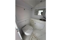 Luxurious VanDutch 40 yacht bathroom interior, featuring modern fixtures and sleek design, 2017 model.