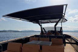 2022 Pardo Yachts P43 on water, featuring sleek design and spacious deck.