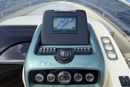 Cockpit of 2023 Invictus GT 280 boat with navigation system and controls.