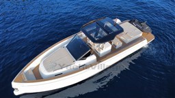 2019 Pardo Yachts 43 cruising on blue ocean waters, showcasing sleek design and luxury features.