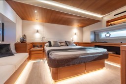 Luxurious interior of 2025 Pardo Yachts Endurance 60 with modern bedroom design.