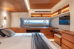 Luxurious cabin interior of 2025 Pardo Yachts Endurance 60, featuring modern design and elegant wood finishes.